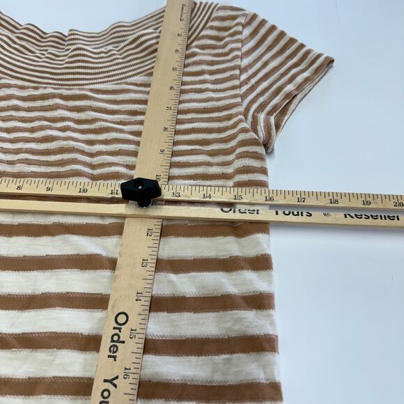 Maeve Dress Womens X Small Tan White Haven Stripe Shift Cotton Anthropologie - Picture 9 of 9